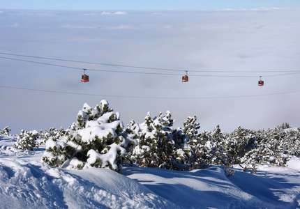 缆车滑雪台，高山缆车