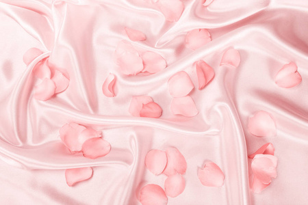 甜粉红玫瑰花瓣上柔软的粉红色丝绸面料, 浪漫和