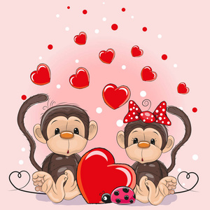 与恋人猴子情人节卡