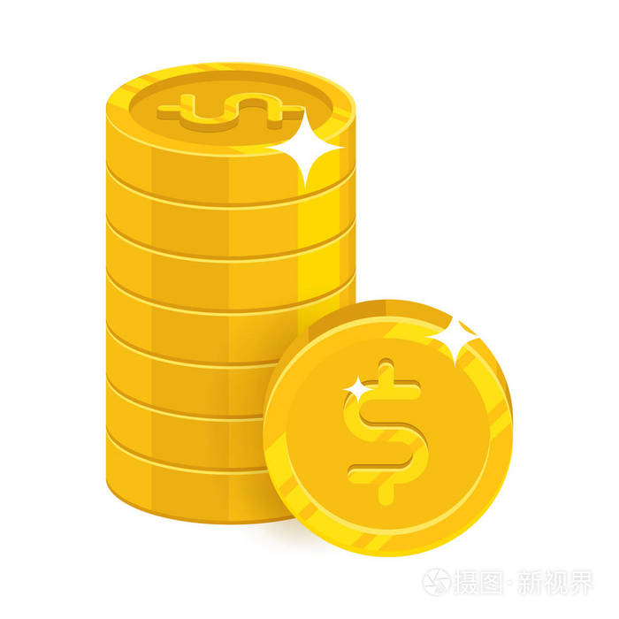 桩黄金美元孤立的卡通图标