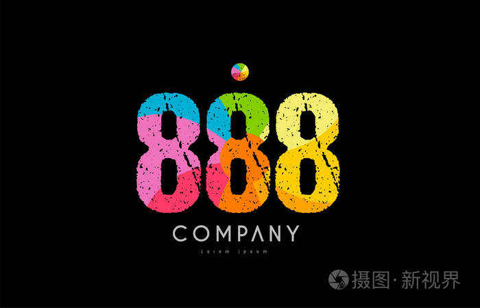 888号grunge彩色彩虹数字数字标识
