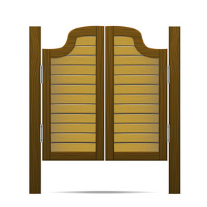 棕色的木质大门或门轿车，在酒吧或酒馆。矢量