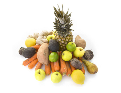 一堆健康的新鲜有机水果和蔬菜图片