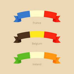 丝带与法国 比利时和爱尔兰的旗帜