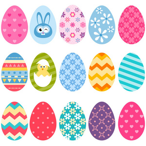 一套彩色复活节鸡蛋图标