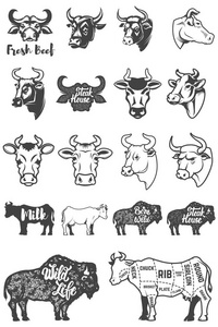 大套的牛头和轮廓。Logo 的设计元素