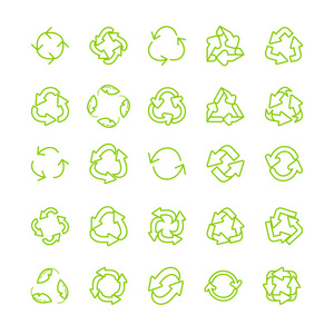 回收生态细线矢量图标设置
