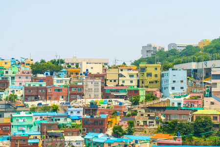 美丽的建筑，在釜山 Gamcheon 文化村