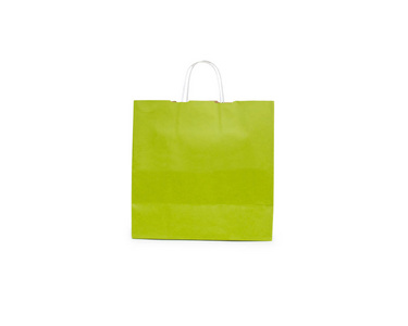 孤立在白色背景上的绿色购物袋