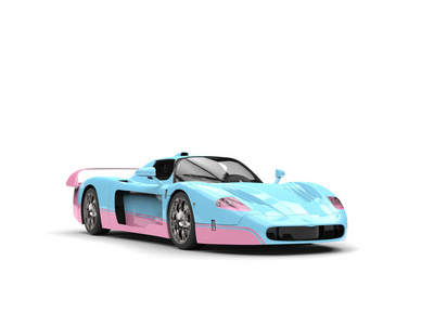 好玩糖果蓝色和粉红色的概念跑车3d 图