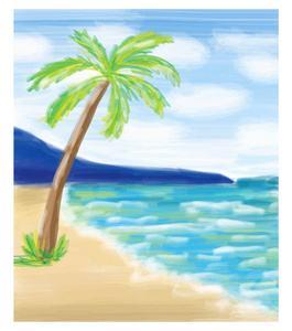 棕榈树在海洋海岸和海洋