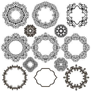 组的圆形饰品，帧照片。矢量图