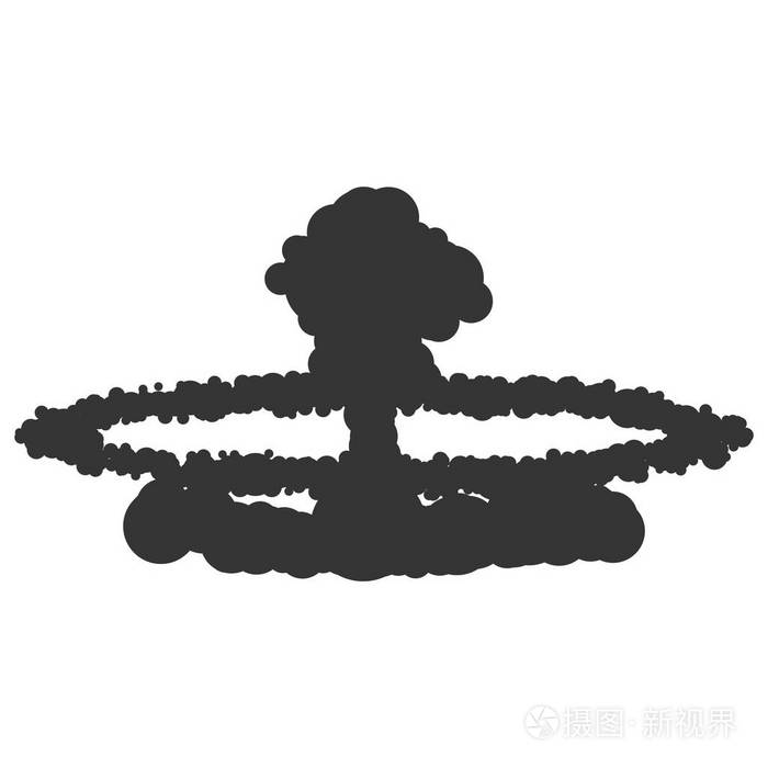 核爆标志图.矢量.白色背景上的黑色图标