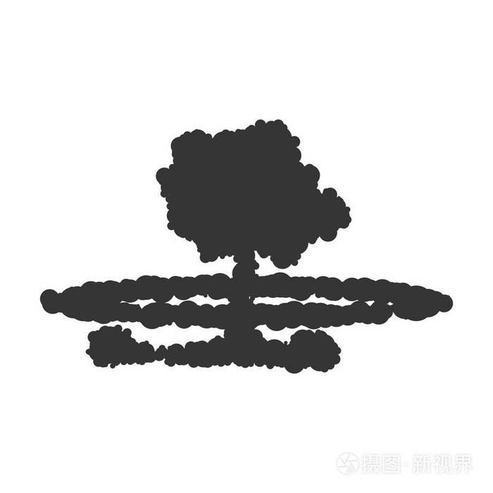 核爆标志图.矢量.白色背景上的黑色图标