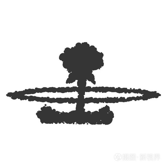 核爆标志图.矢量.白色背景上的黑色图标