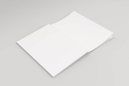 样机的空白白色打开小册子躺，封面上部上 w