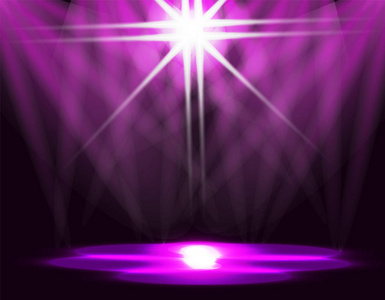 溜冰场 时装表演 舞台灯光照明。抽象。紫色的背景。插图