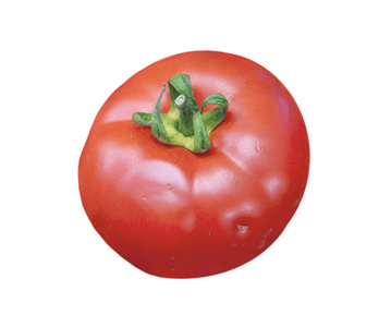 有机健康新鲜大红色成熟的西红柿上白色孤立