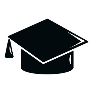 毕业帽图标，简单的黑色风格