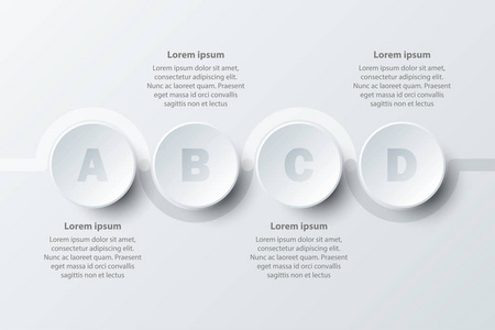 在时间线上的网站演示文稿封面海报矢量设计信息图图概念四个主题简单白皮书 3d 圆