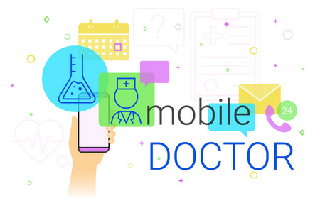 智能手机概念图移动医生和医学研究成果