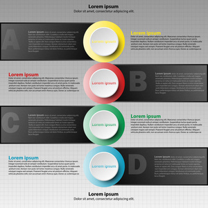 五颜六色的纸圈 3d 网站演示文稿封面海报矢量设计信息图图概念的四个主题