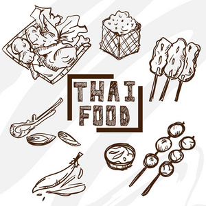 泰国食品对象绘制的图形对象图片