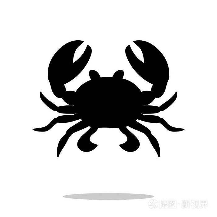 蟹黑色剪影水生动物