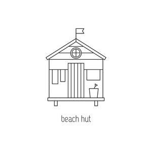 海滩小屋线图标