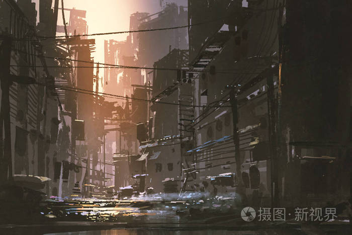 肮脏的街道,在被遗弃的城市