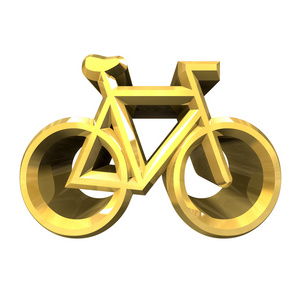 金色自行车符号3D