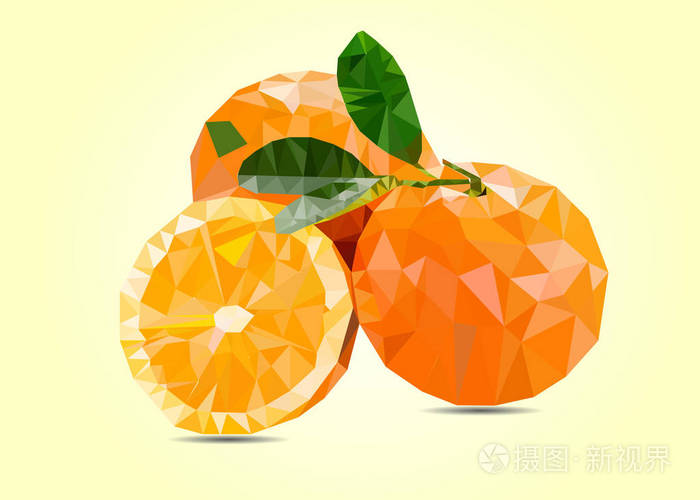 整个橙色水果和橙子切片.矢量图的橘子