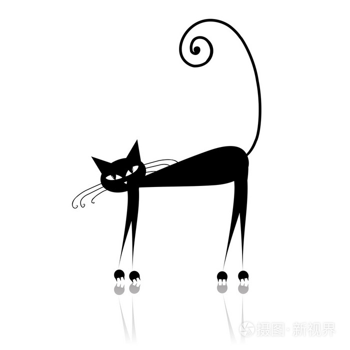 黑色猫轮廓为您的设计