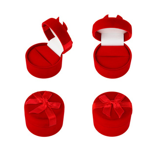 珠宝用红色礼品天鹅绒盒。