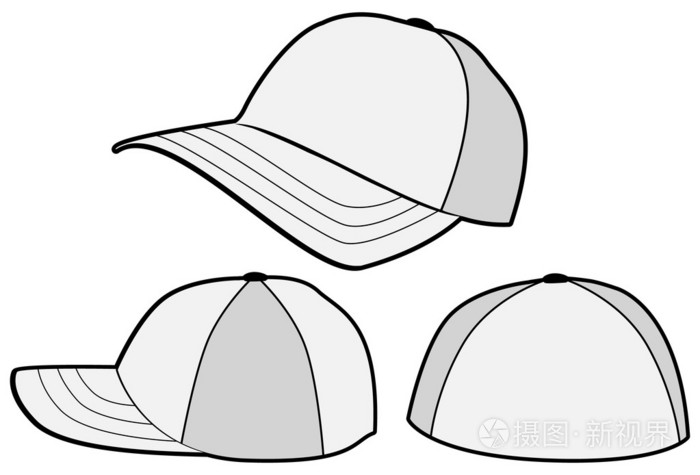 棒球帽或帽子矢量模板.