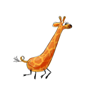 有趣的卡通长颈鹿简笔画图片