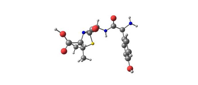 阿莫西林分子结构上白色孤立