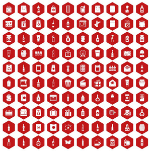 100 包装图标六角红