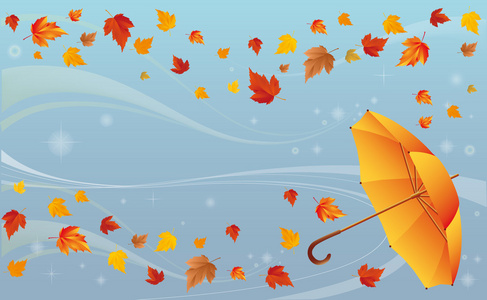 带伞矢量的秋季背景图片