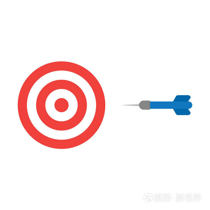 平面设计风格矢量概念的靶心: 带有 w dart 图标