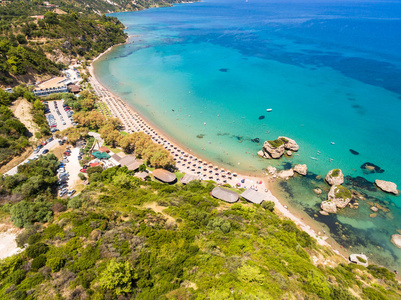 Zakynthos港口佐罗阿祖罗海滩的鸟瞰图赞特