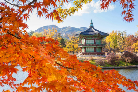 景福宫的秋天，首尔，韩国