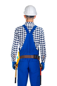 建筑工人的制服和工具带