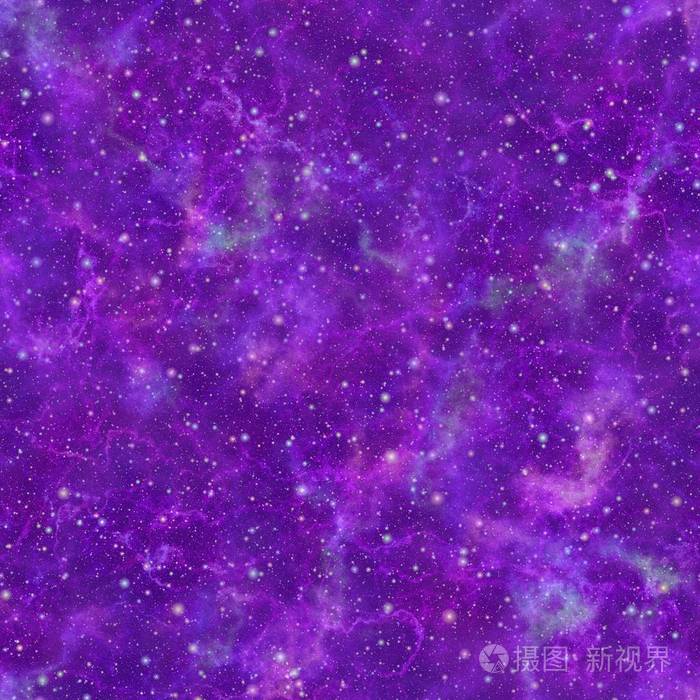 抽象的紫罗兰色的宇宙,乌云密布的夜空繁星点点,紫色的外层空间,银河