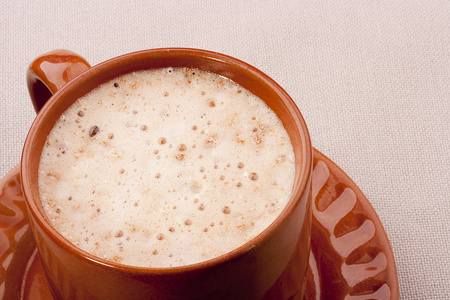 卡普契诺咖啡，卡布奇诺咖啡加热奶，有时上面撒有巧克力粉