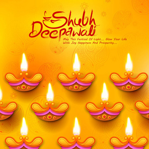 燃烧 diya 印度印地语意味着快乐 Dipawali 消息的光节日排灯节假期背景