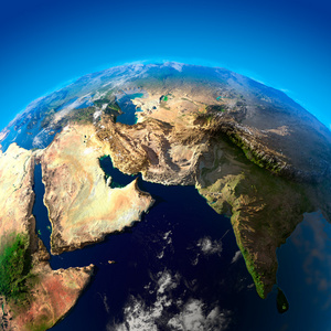 美丽的地球阿拉伯半岛和印度从太空
