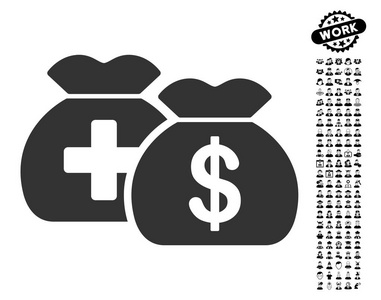 医疗基金袋图标与工作奖金图片