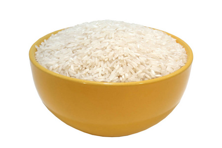 白色背景上的水稻特写