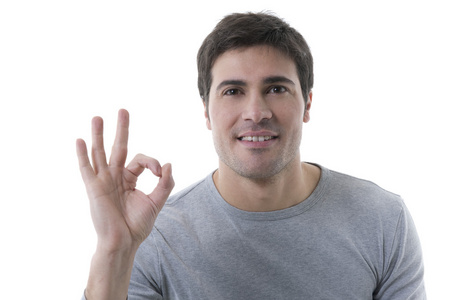 男人用OK标志做手势